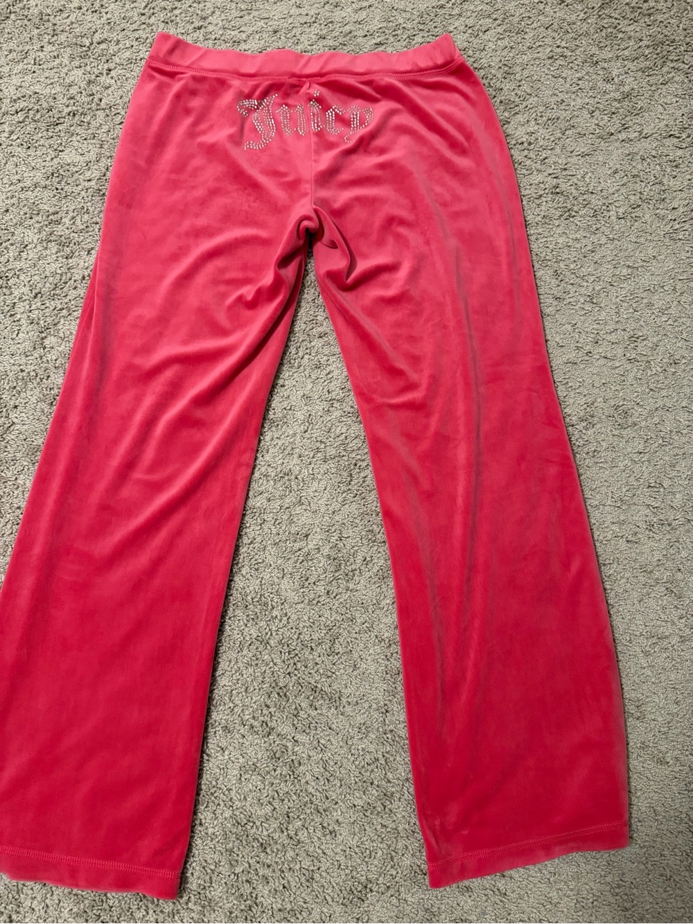 Vintage Juicy Couture Hot Pink Velour Track Bling Logo Pants Size Large
